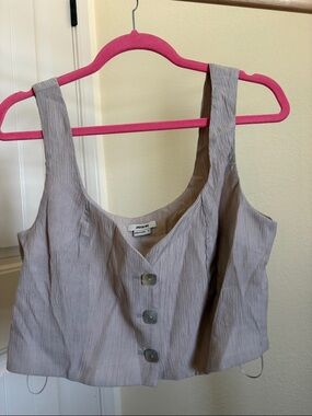 Jason Wu Taupe Crop Button Tank